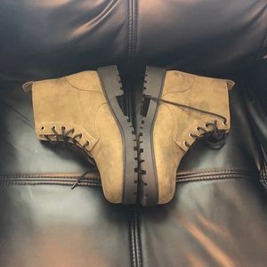 Dark green suede boots
